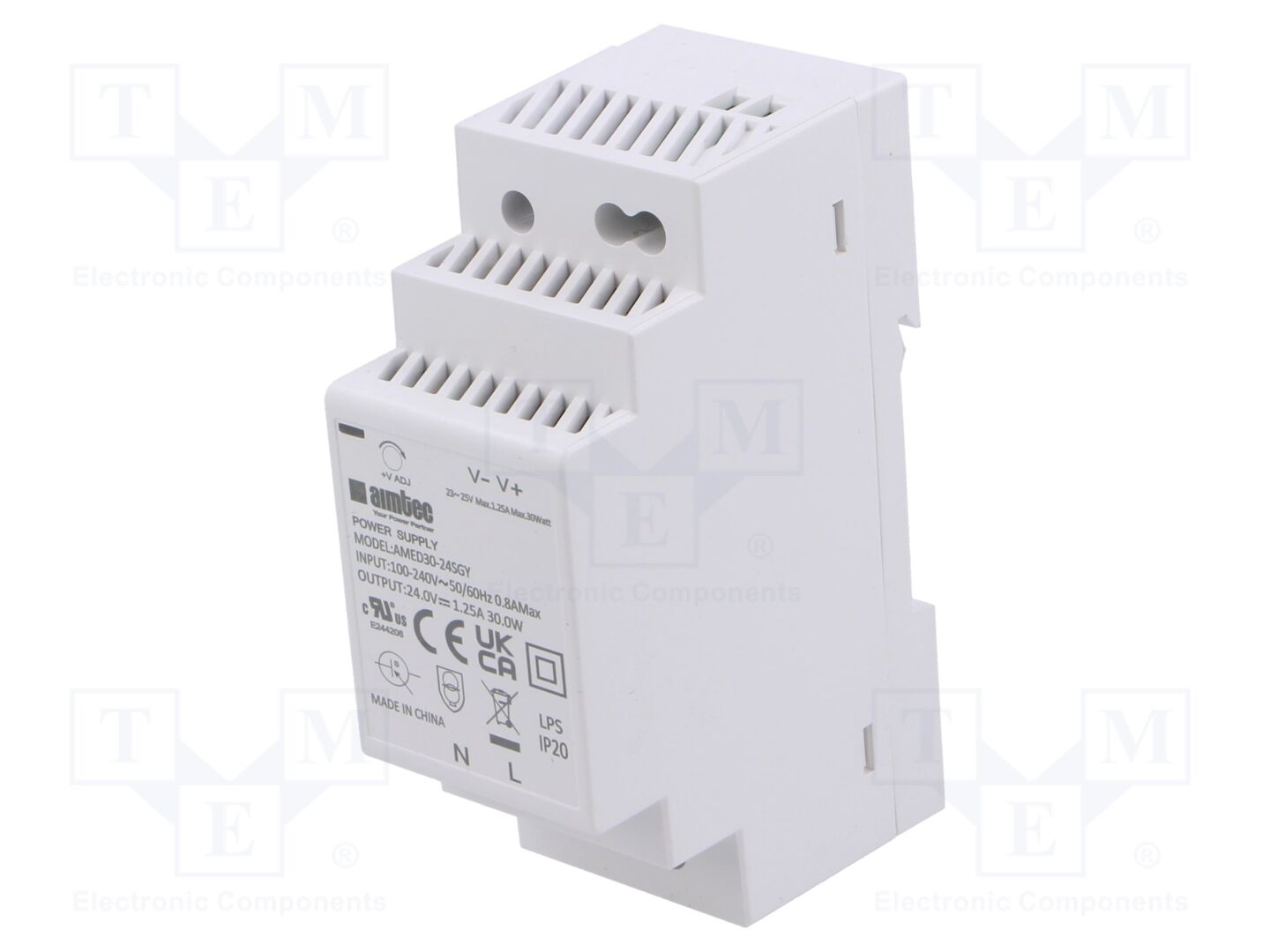 AIMTEC AMED30-24SGY DIN-kiskoon asennettava kytkentäsähkönsyöttö 30W 24VDC