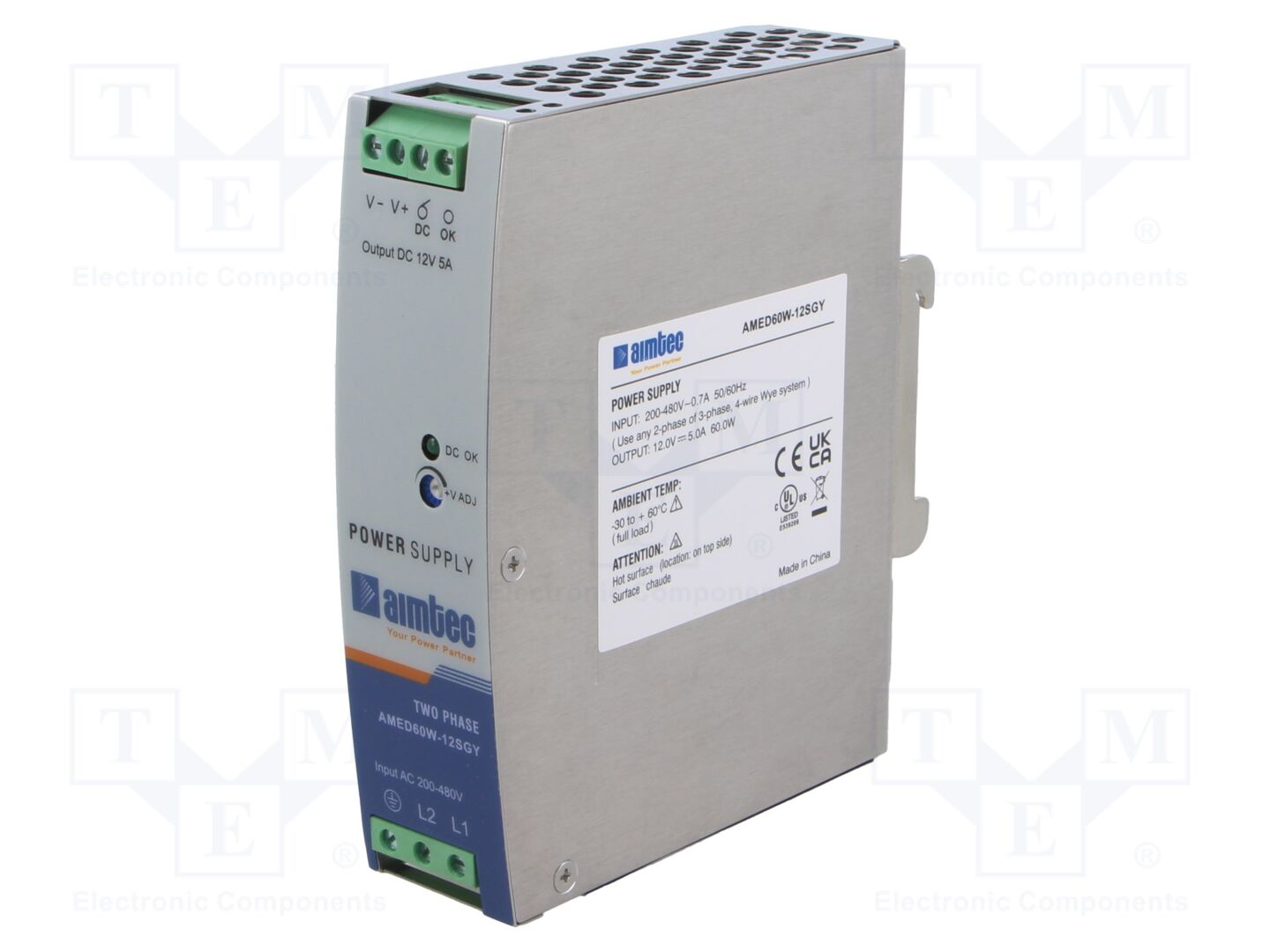 AIMTEC AMED60W-12SGY DIN-kiskokytketty kytkentävirtalähde 60W 12VDC