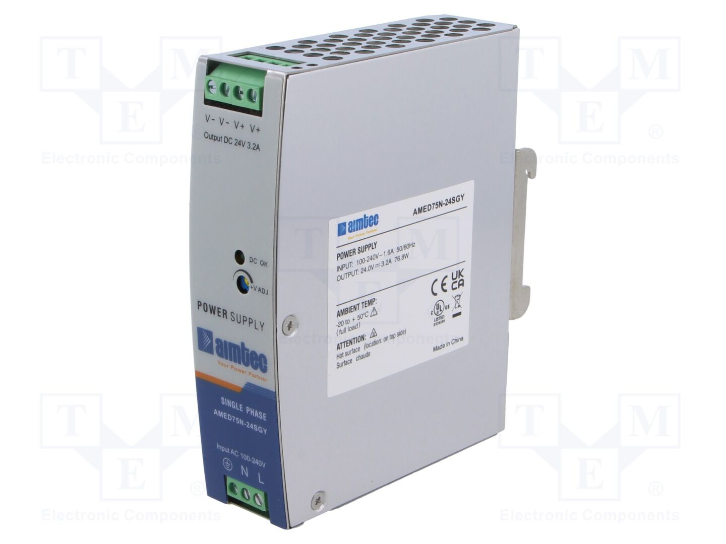 AIMTEC AMED75N-24SGY DIN-kiskoon asennettava kytkentävirtalähde 24VDC 3.2A
