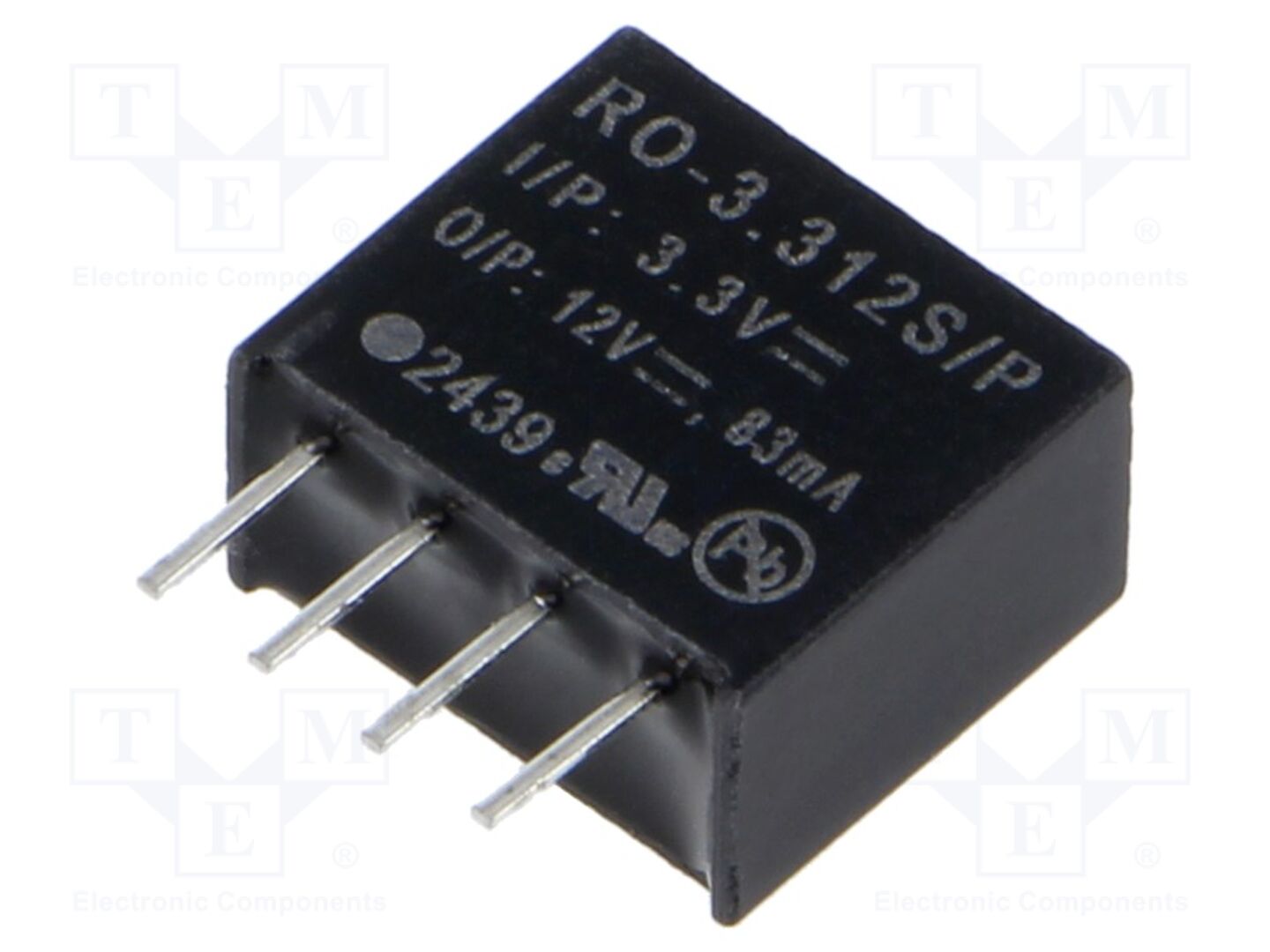 RECOM RO-3.312S/P DC/DC-muunnin 1W, 3.3V/12V