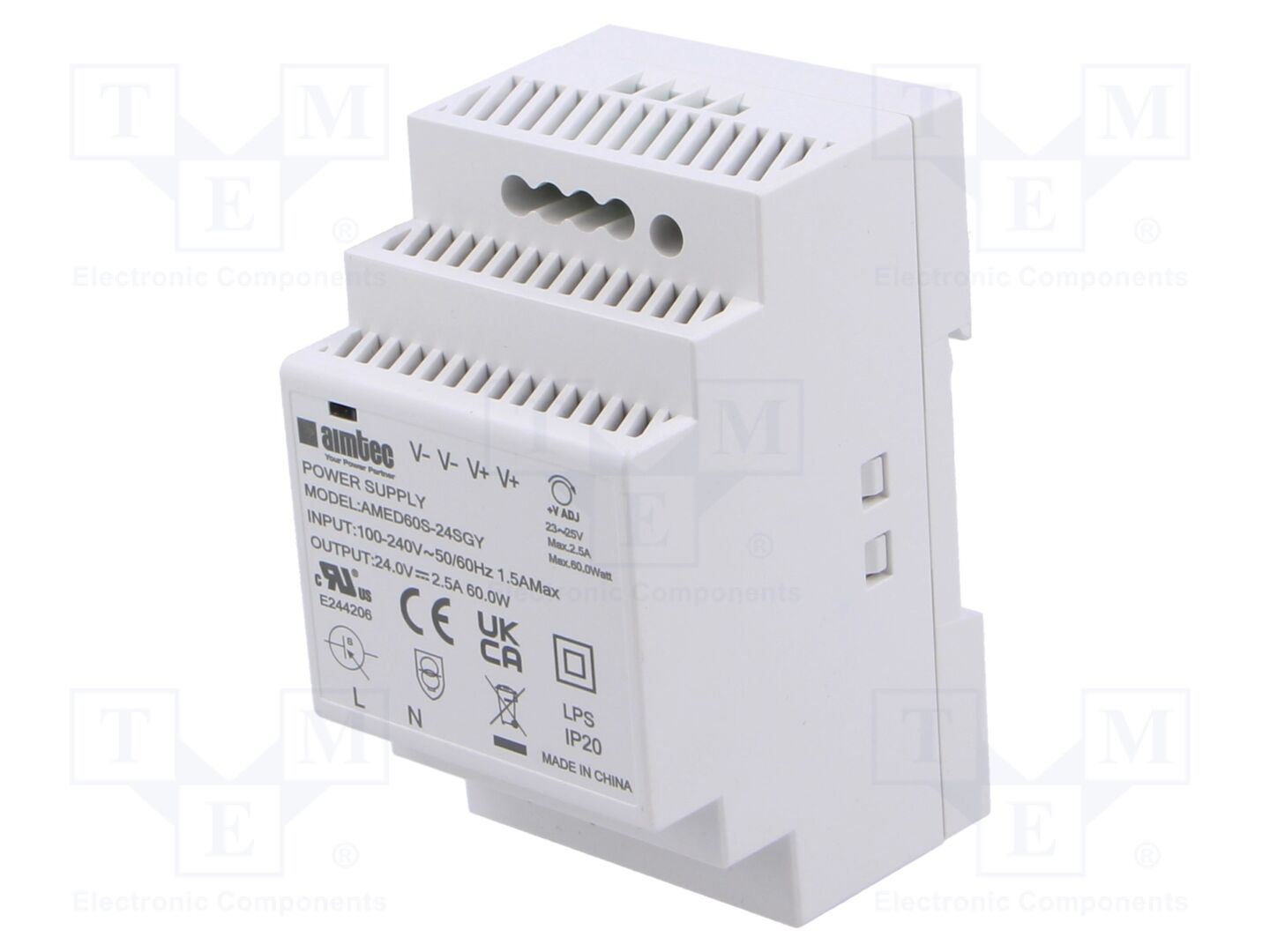 AIMTEC AMED60S-24SGY DIN-kiskoon asennettava kytkentävirtalähde 60W 24VDC