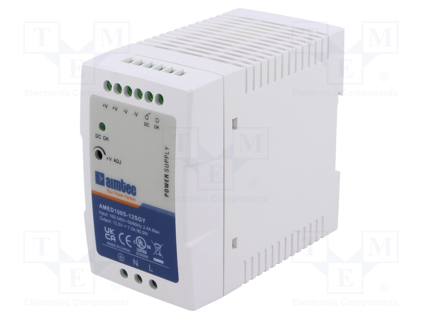AIMTEC AMED100S-12SGY DIN-kiskoon asennettava kytkentävirtalähde 90W 12VDC