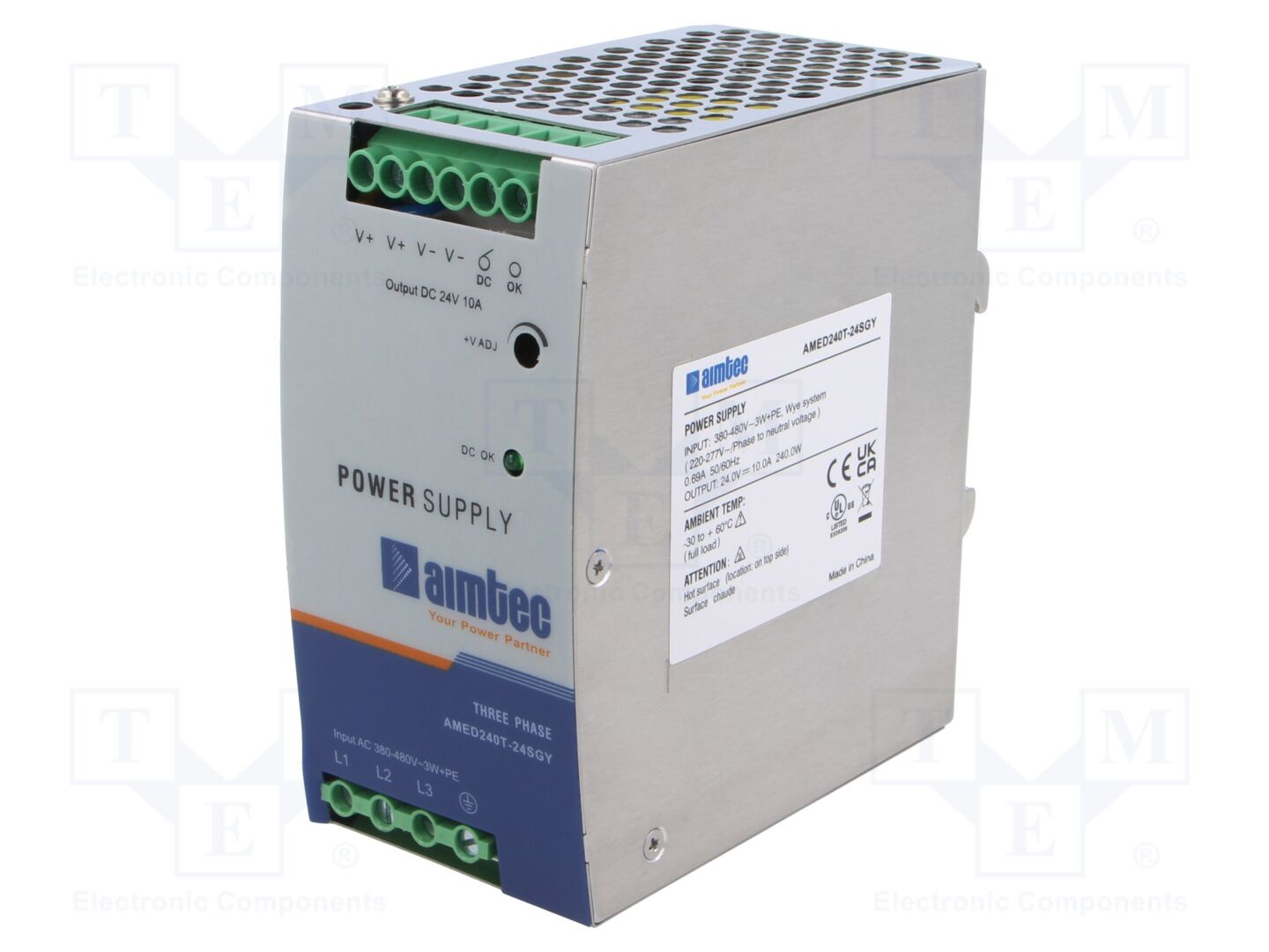 AIMTEC AMED240T-24SGY DIN-kiskokytketty kytkentävirtalähde 240W 24VDC
