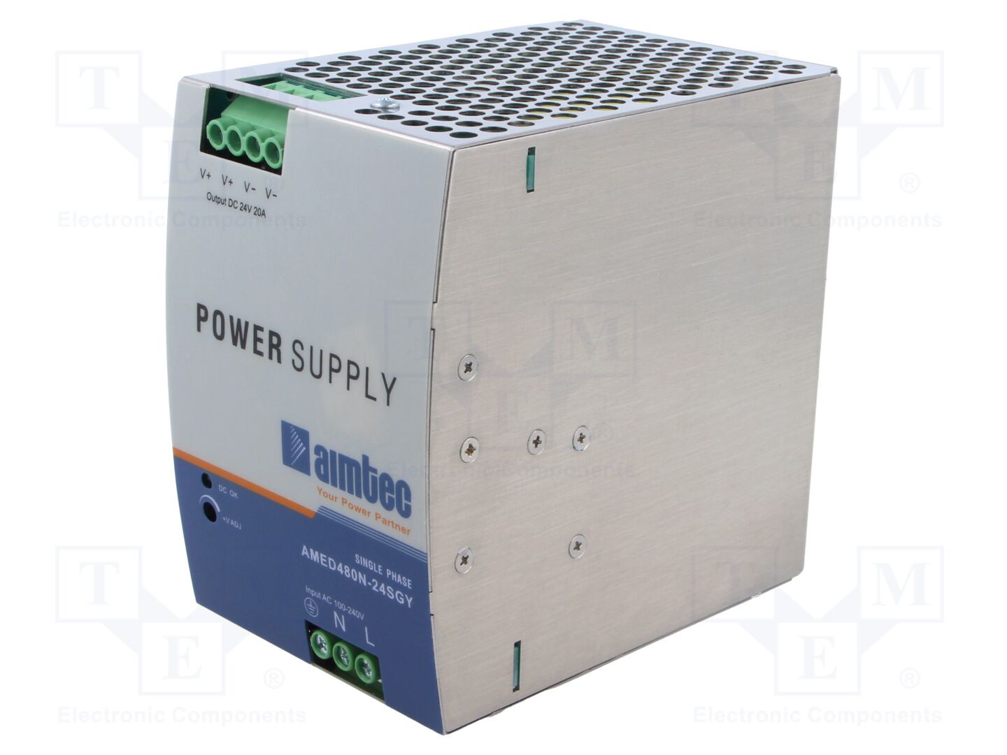 AIMTEC AMED480N-24SGY DIN-kiskoon asennettava kytkentäsähkönsyöttö 480W 24VDC