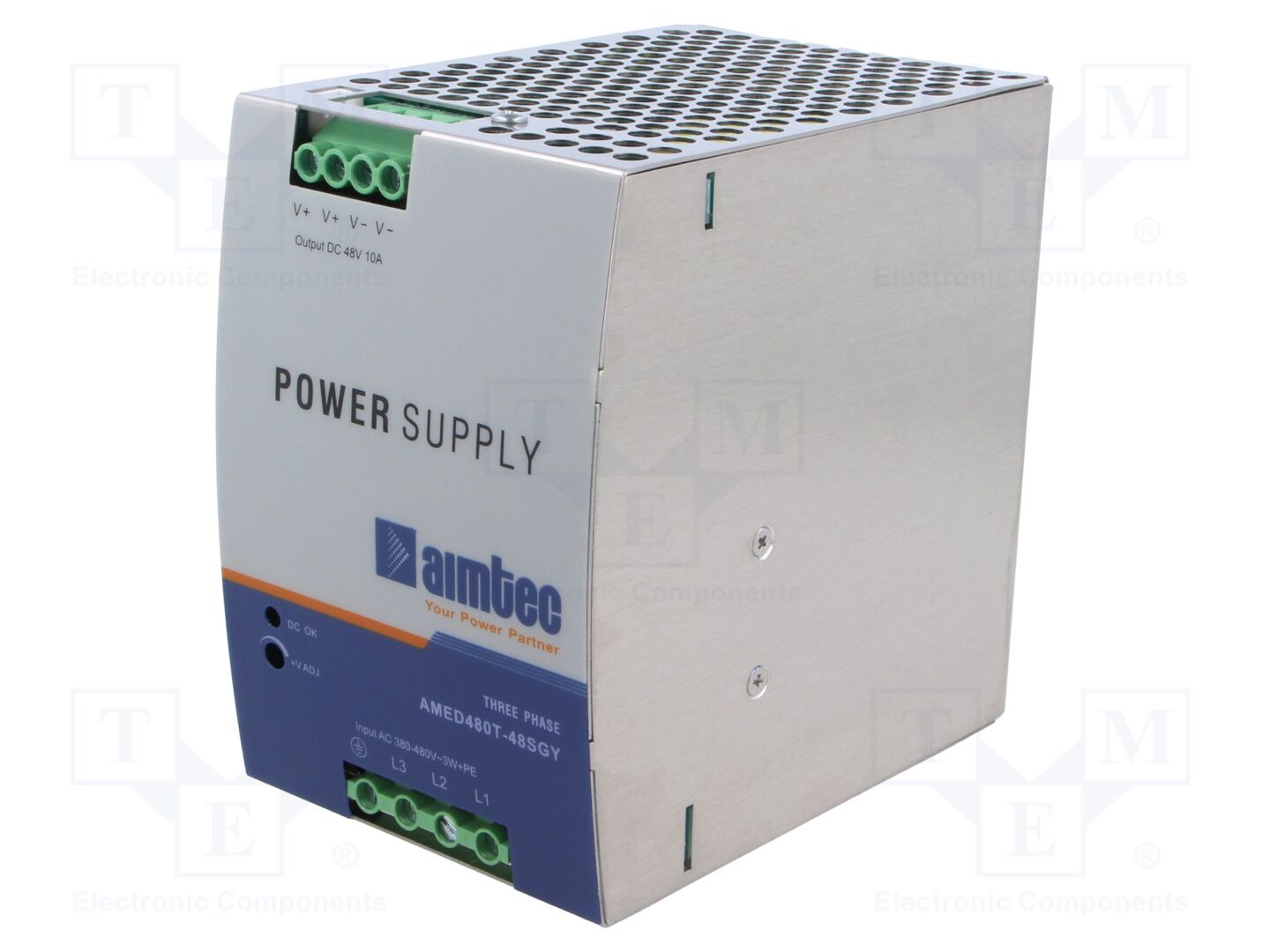 AIMTEC AMED480T-48SGY DIN-kiskokytketty kytkentävirtalähde 480W 48VDC