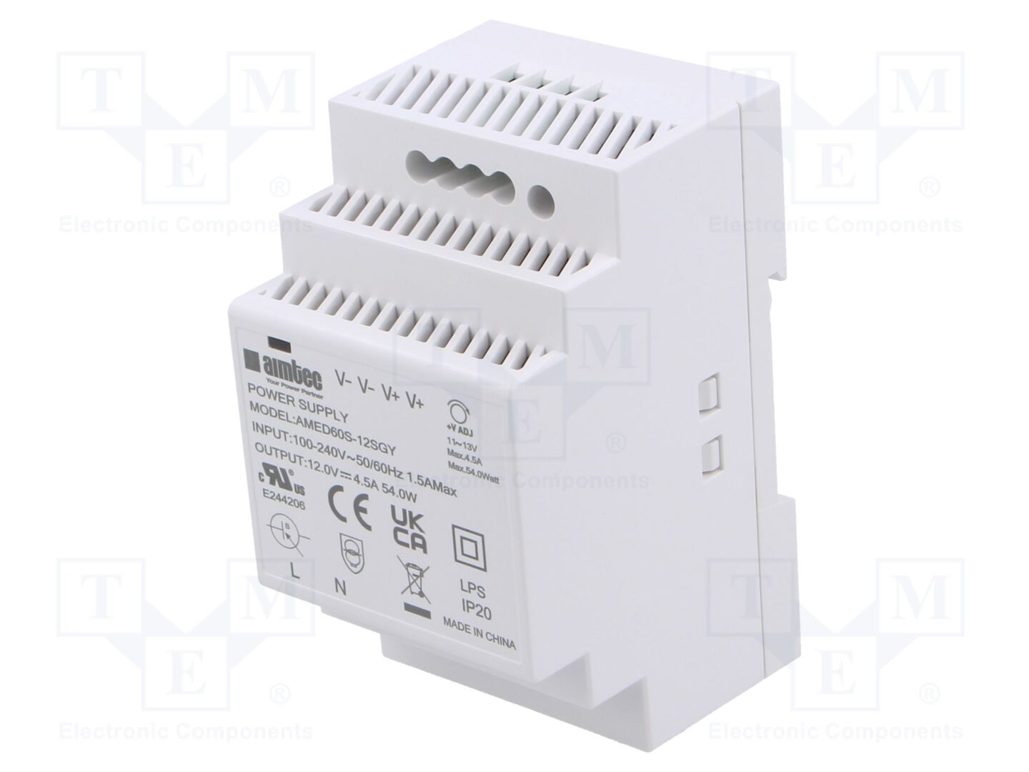 AIMTEC AMED60S-12SGY DIN-kiskoon asennettava kytkentävirtalähde 60W 12VDC