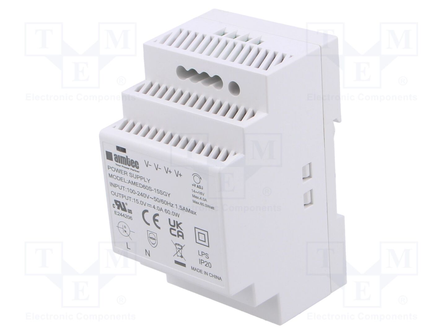AIMTEC AMED60S-15SGY DIN-kiskoon asennettava kytkentävirtalähde 60W 15VDC