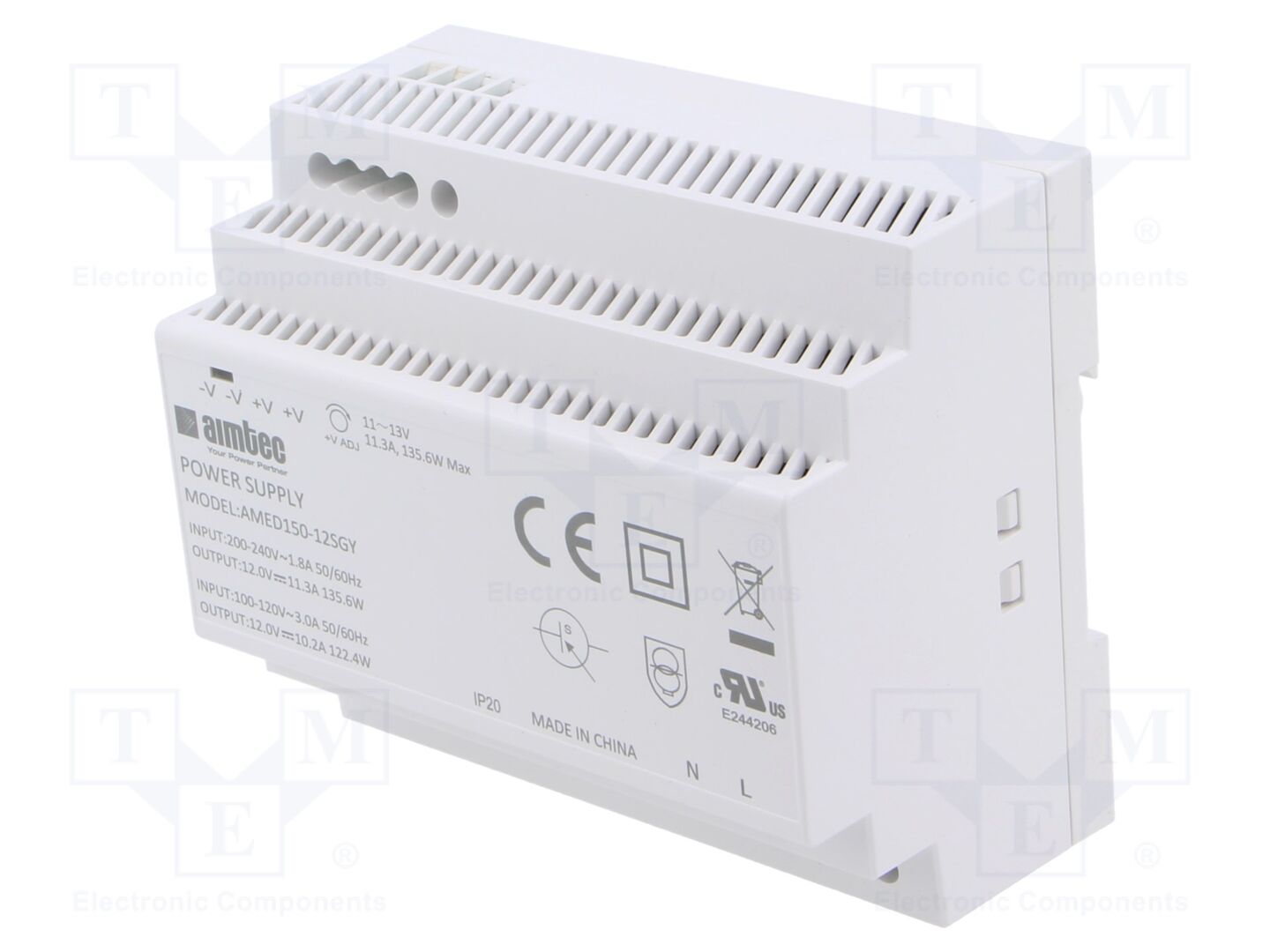 AIMTEC AMED150-12SGY DIN-kiskoon asennettava kytkentäsähkönsyöttö 135,6W 12VDC