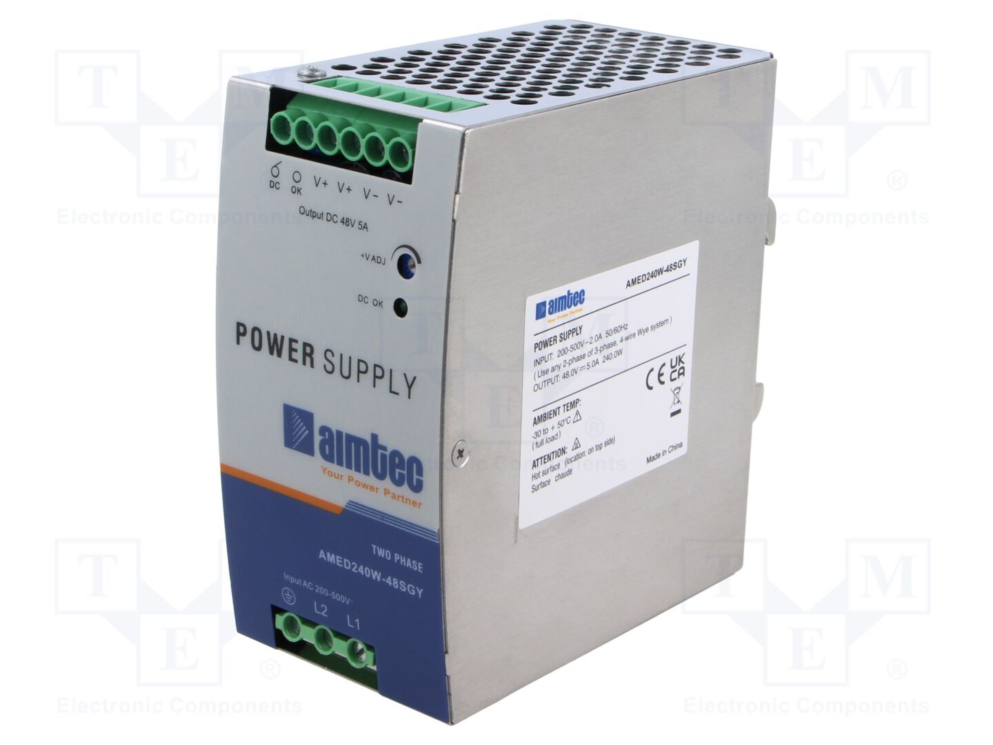 AIMTEC AMED240W-48SGY DIN-kiskoon asennettava kytkentävirtalähde 240W 48VDC