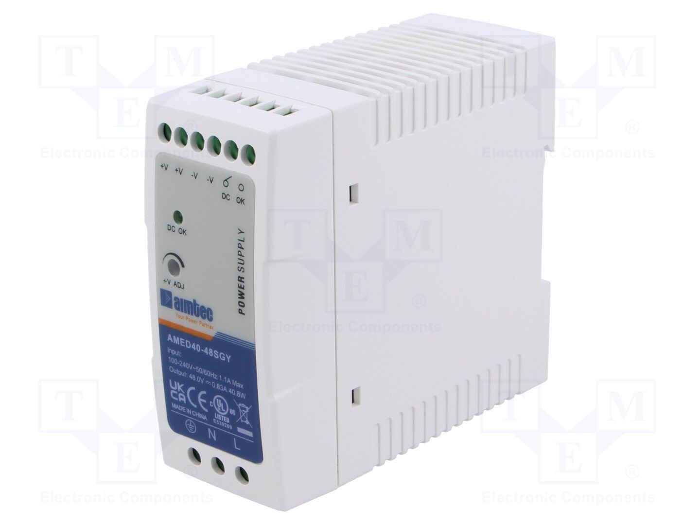 AIMTEC AMED40-48SGY DIN-kiskoon asennettava kytkentävirtalähde 40W 48VDC