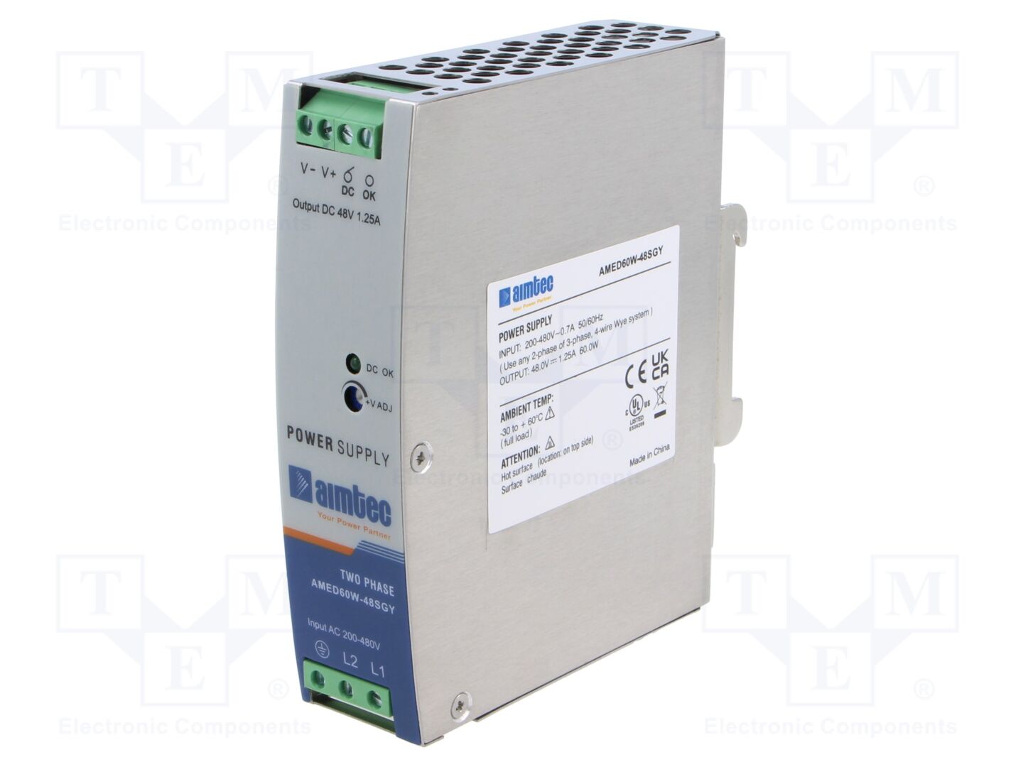 AIMTEC AMED60W-48SGY DIN-kiskoon asennettava kytkentäsähkönsyöttö 60W 48VDC