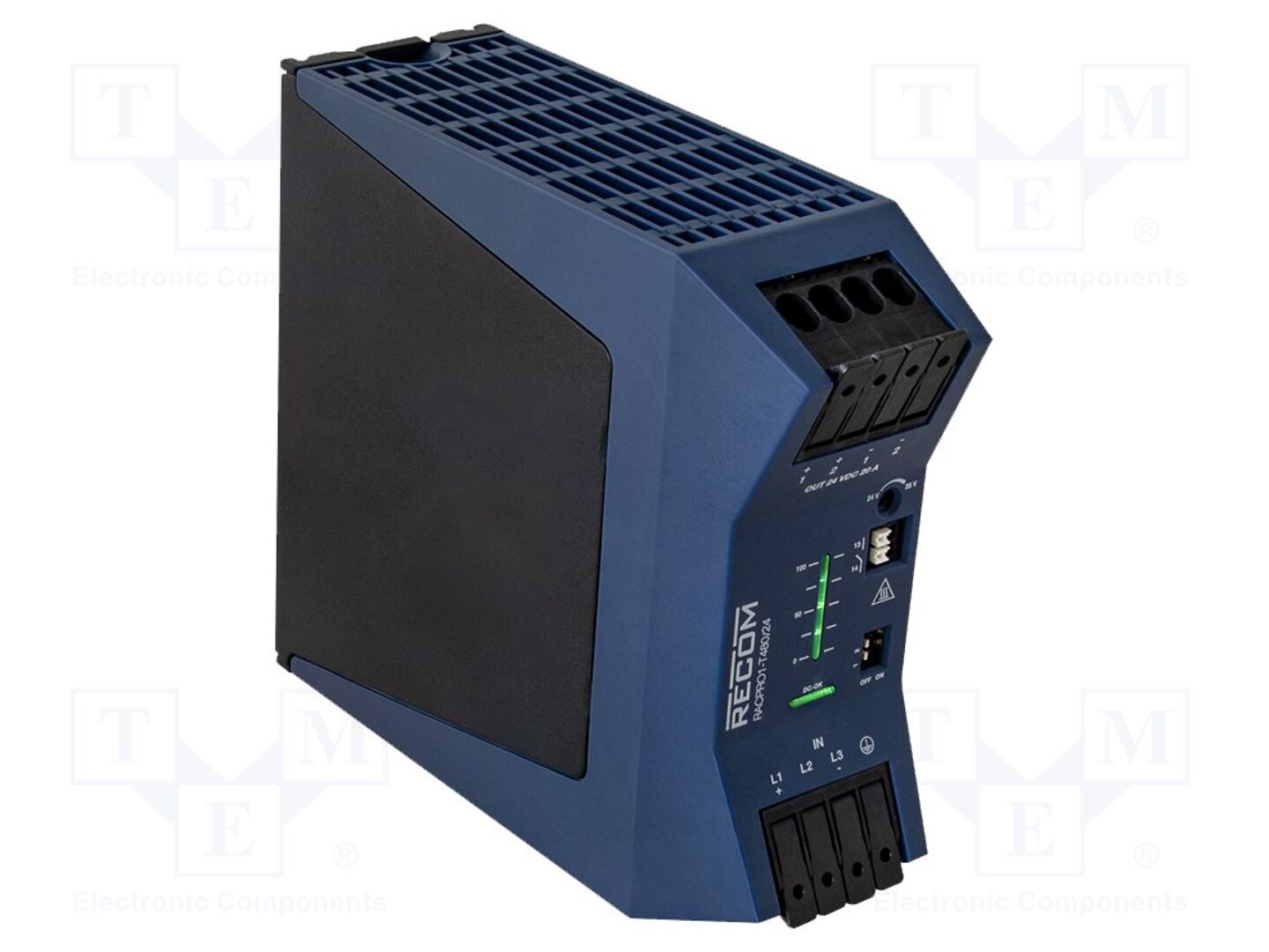 RECOM RACPRO1-T480/24 DIN-kiskoon asennettava kytkentävirtalähde 480W 24VDC