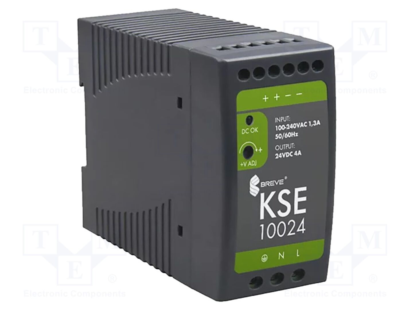BREVE TUFVASSONS KSE-10024P DIN-kiskoon asennettava kytkentävirtalähde 96W 24VDC 4A