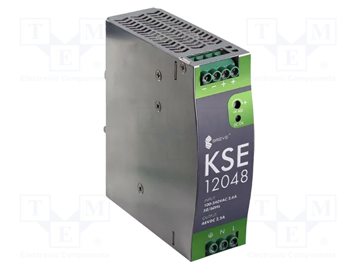 BREVE TUFVASSONS KSE-12048M DIN-kiskoon asennettava kytkentävirtalähde 120W 48VDC
