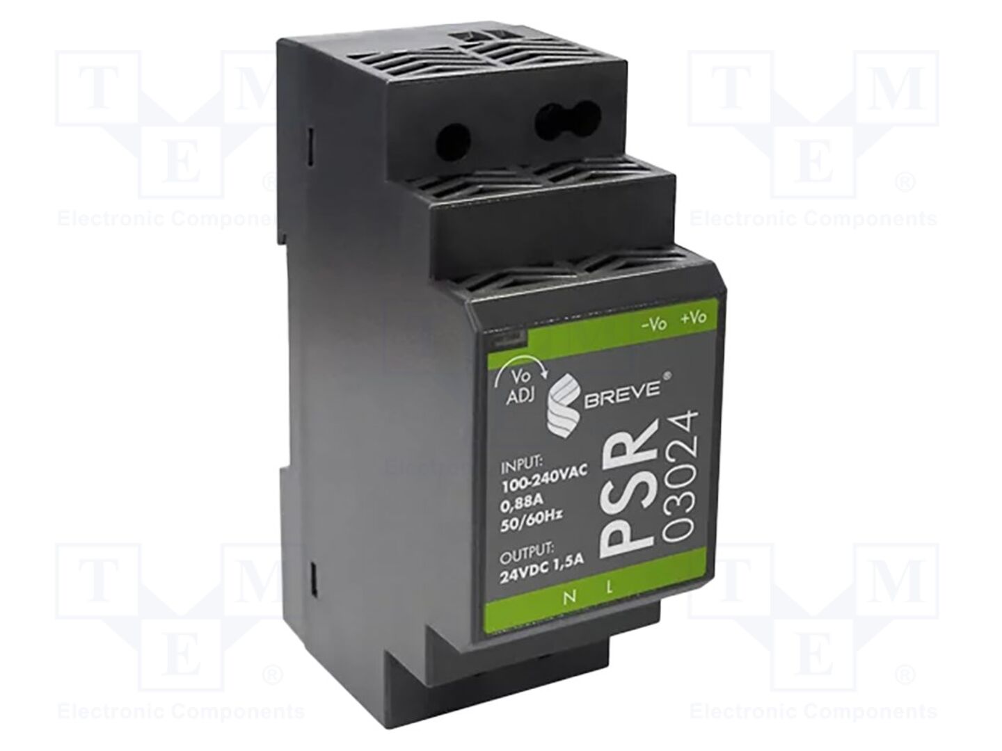 BREVE TUFVASSONS PSR-03024 DIN-kiskoon asennettava kytkentäsähkönsyöttö 36W 24VDC