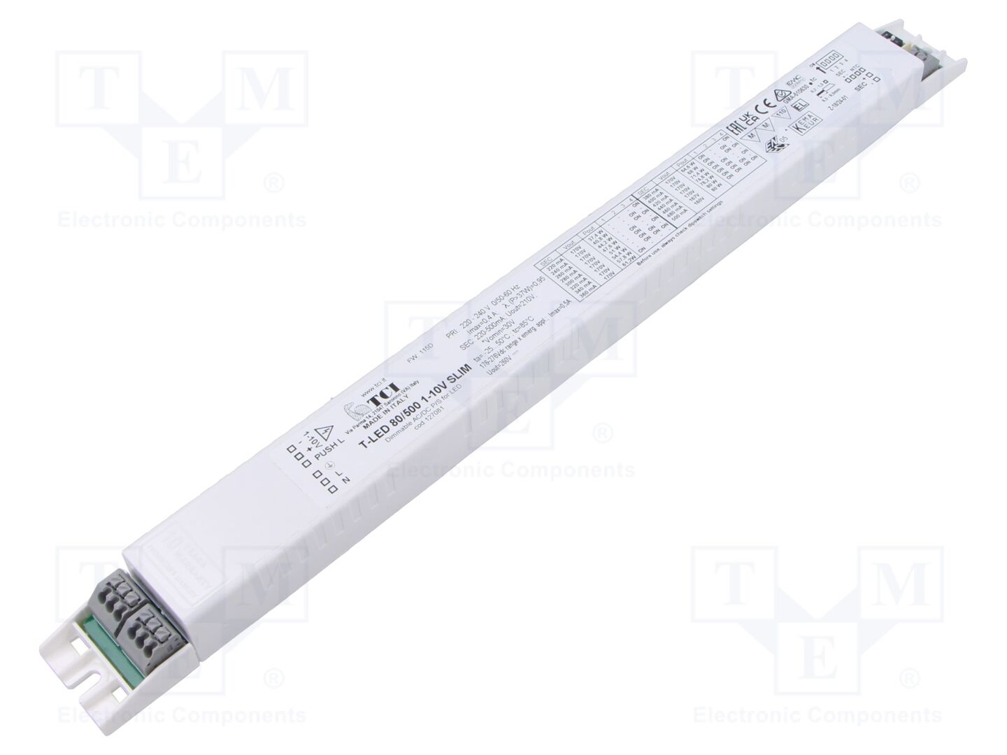 TCI T-LED 80/500 1-10V SLIM LED-virtalähde 30-170VDC 220-500mA
