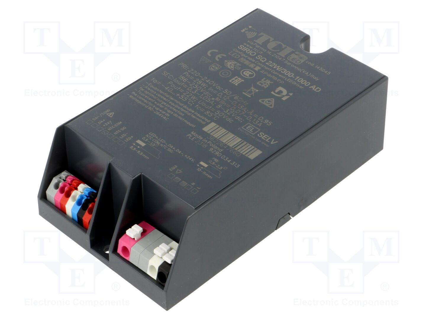 TCI SIRIO SQ 22W/300-1000 AD LED-virtalähde 8-32VDC 70mA-1.05A