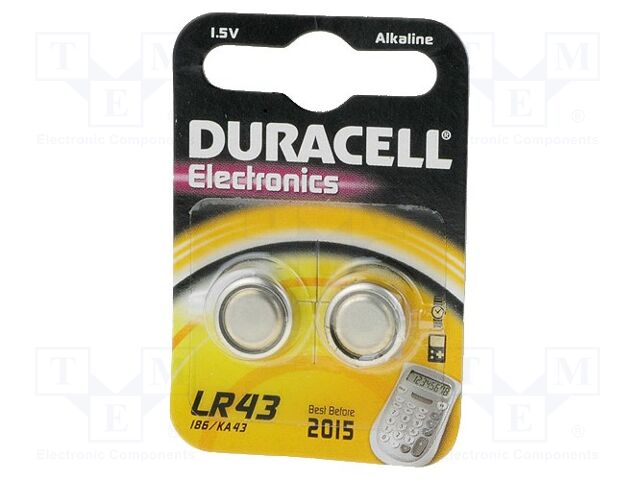DURACELL BAT-LR43/DR Paristo alkaa 1.5V (50 kpl erä)