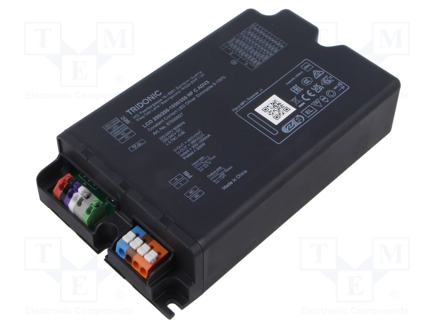 TRIDONIC LCO 200/200-1050/355 NF C ADV3 LED-kytkentävirtalähde 200W