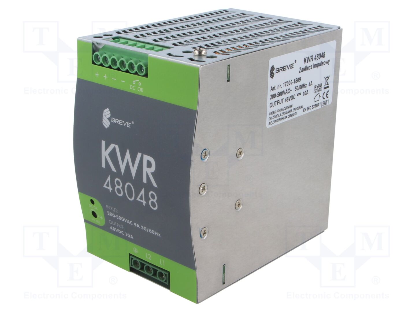 BREVE TUFVASSONS KWR-48048 DIN-kiskokäyttöinen kytkentävirtalähde 480W