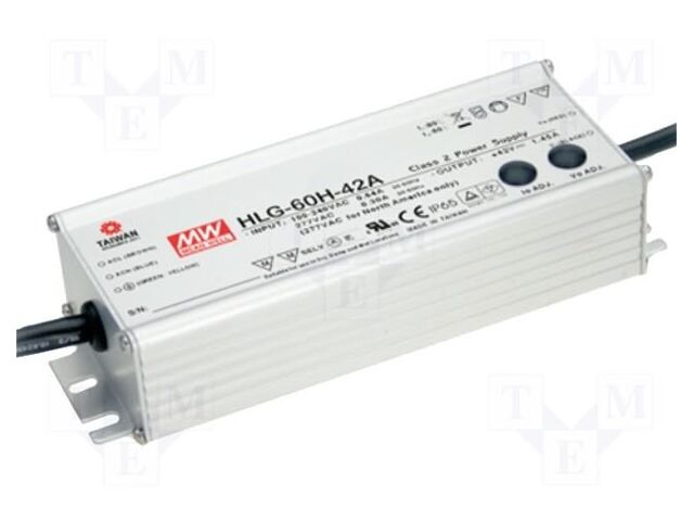 MEAN WELL HLG-60H-36A LED-verkkolaite 60W 36VDC