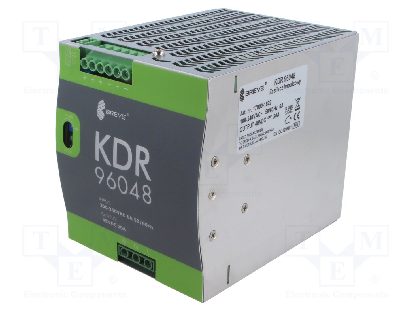 BREVE TUFVASSONS KDR-96048 Kytkinlähde DIN-kiskoon 960W