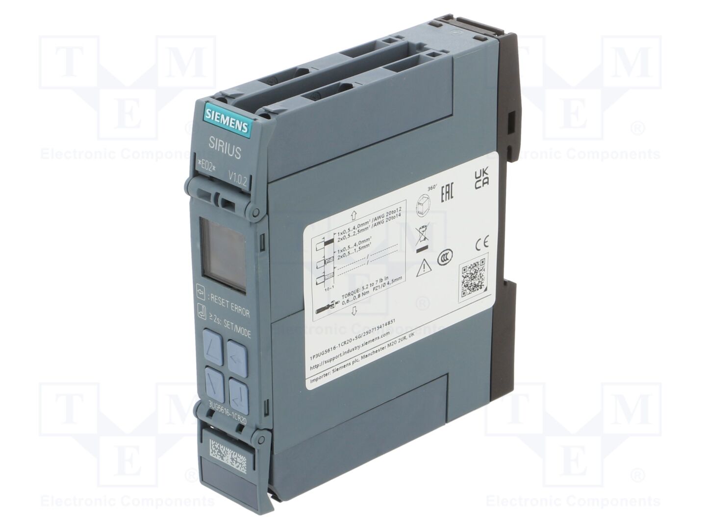 SIEMENS 3UG5616-1CR20 Jännitteenvalvontarele DPDT