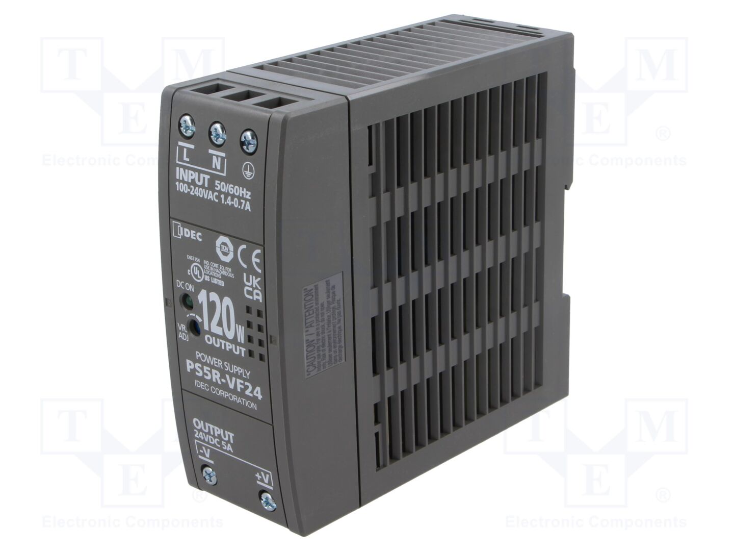 IDEC PS5R-VF24 DIN-kiskoon asennettava kytkentävirtalähde 120W 24VDC 5A