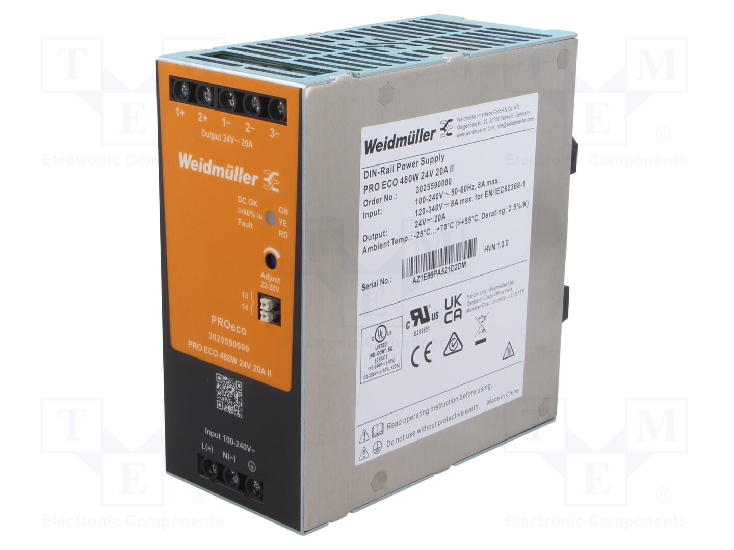 WEIDMÜLLER PROECO-480W-24V DIN-kisko teholähde 480W