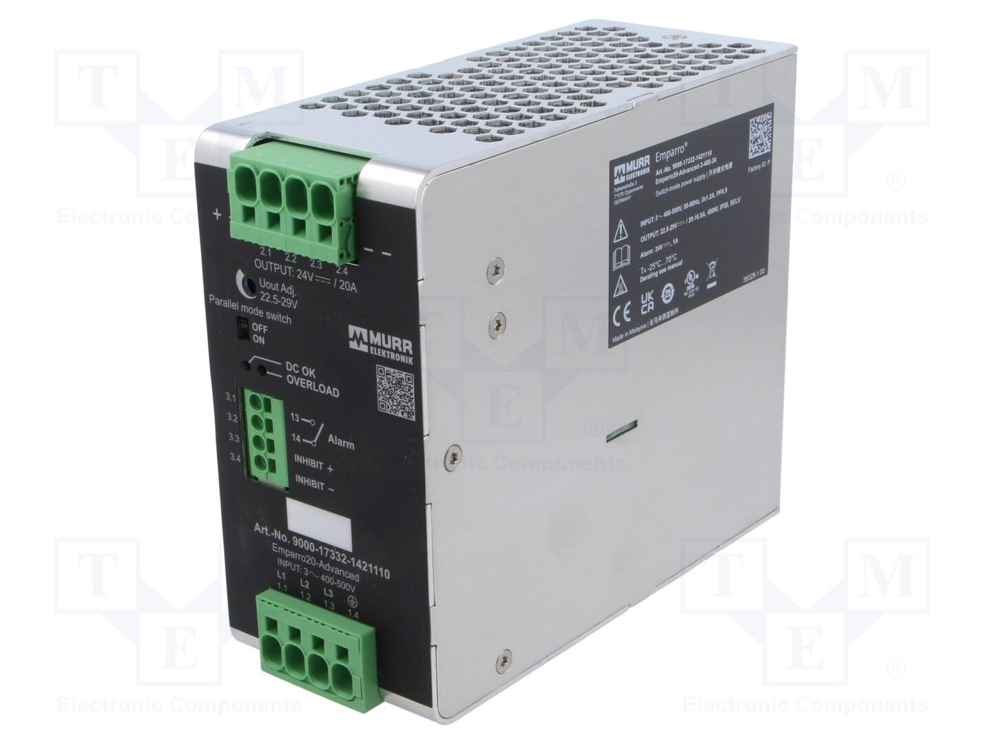 MURRELEKTRONIK EMPARRO20-AD480-24 DIN-kiskoon asennettava kytkentäsähkönsyöttö 480W 24VDC