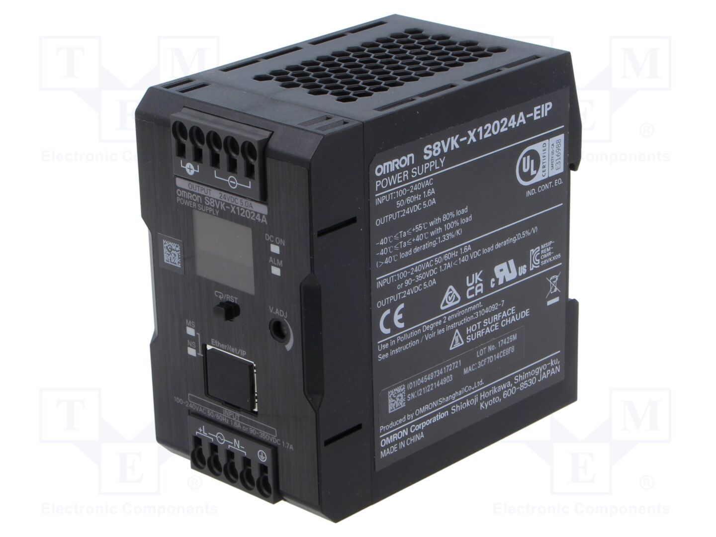 OMRON S8VK-X12024A-EIP Kytkentäsähkönsyöttö DIN-kiskoon 120W 24VDC 5A