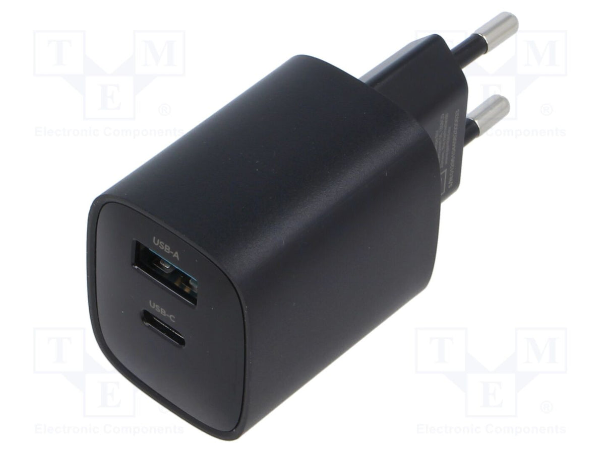 GEMBIRD TA-UC-PDQC30LCD-BK-01 Plug-in verkkolaite 5VDC