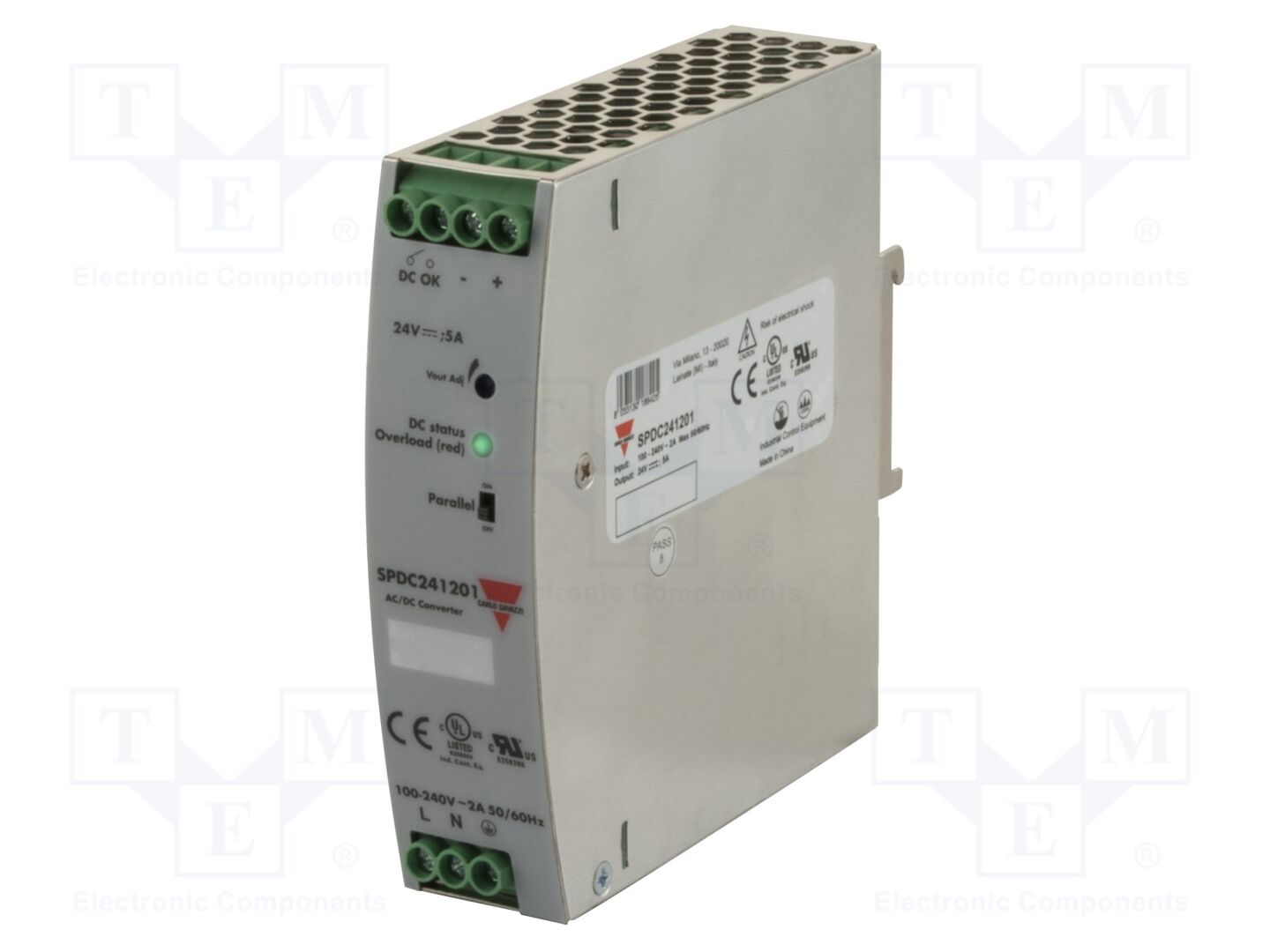 CARLO GAVAZZI SPDC241201 DIN-kiskoon asennettava kytkentäsähköinen virtalähde 120W 24V 5A