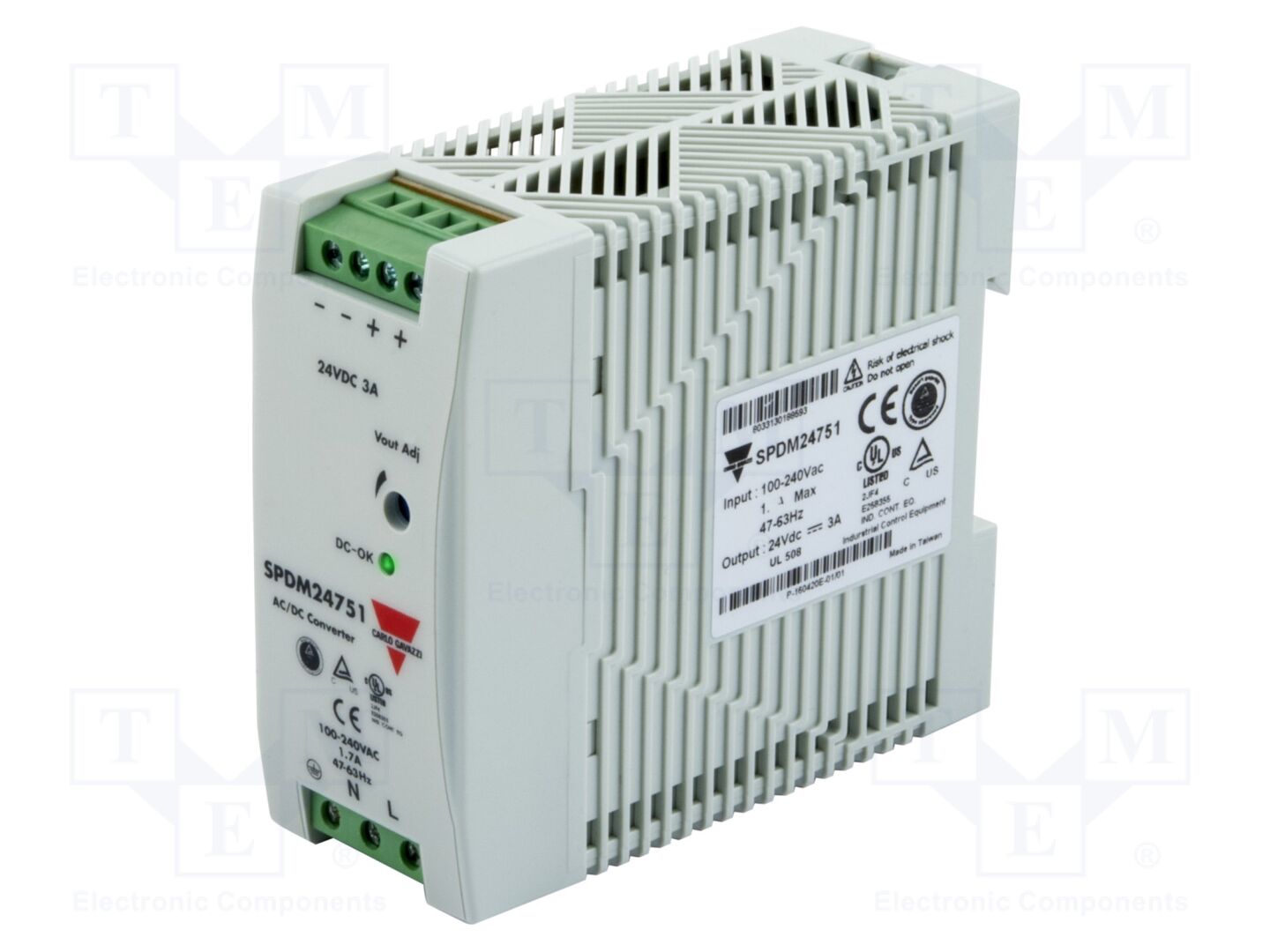 CARLO GAVAZZI SPDM24751 Kiskokiinnitteinen kytkentävirtalähde 72W 24V 3A