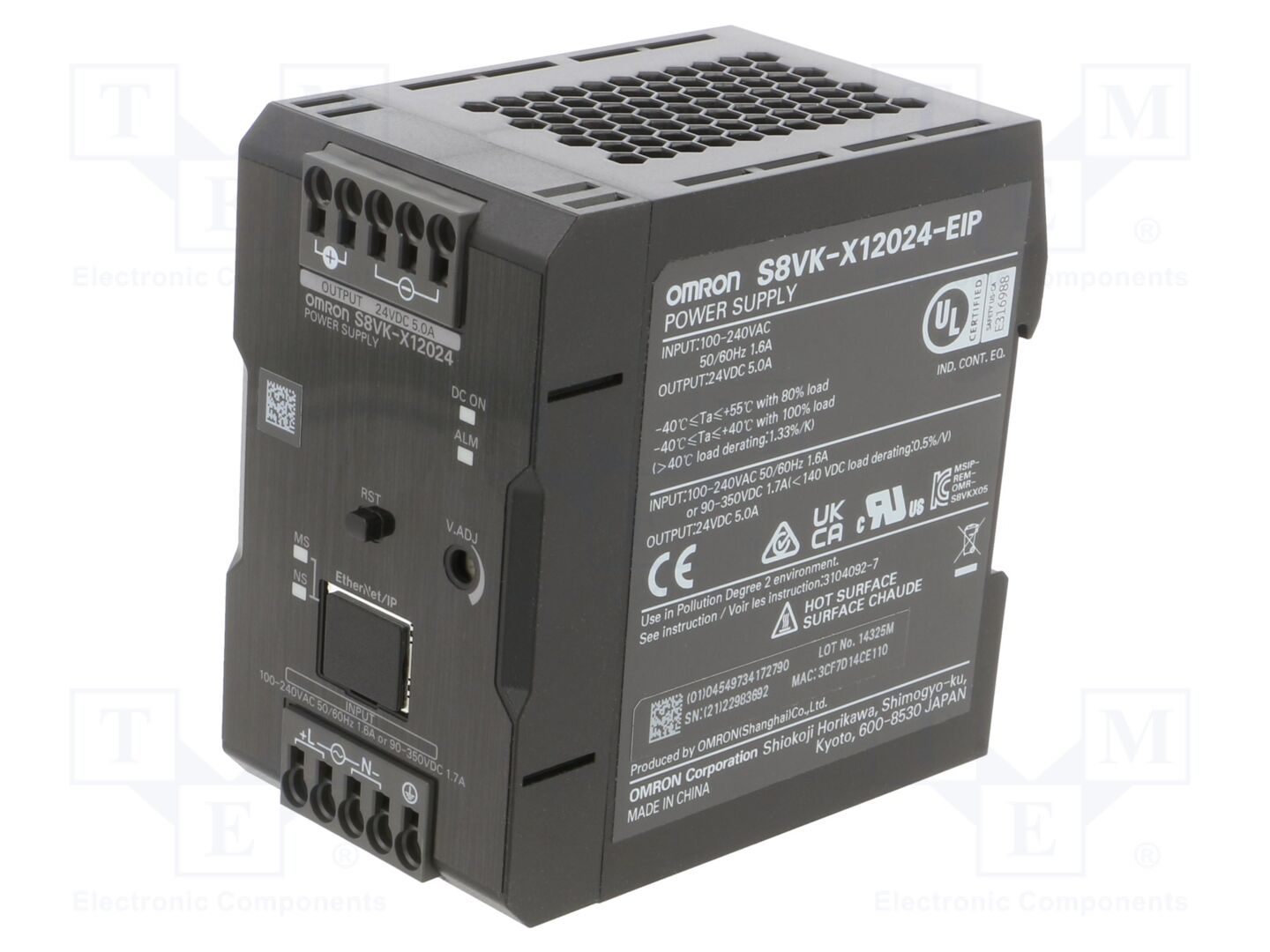 OMRON S8VK-X12024-EIP DIN-kiskokytketty kytkentäsähkönsyöttö 120W 24VDC