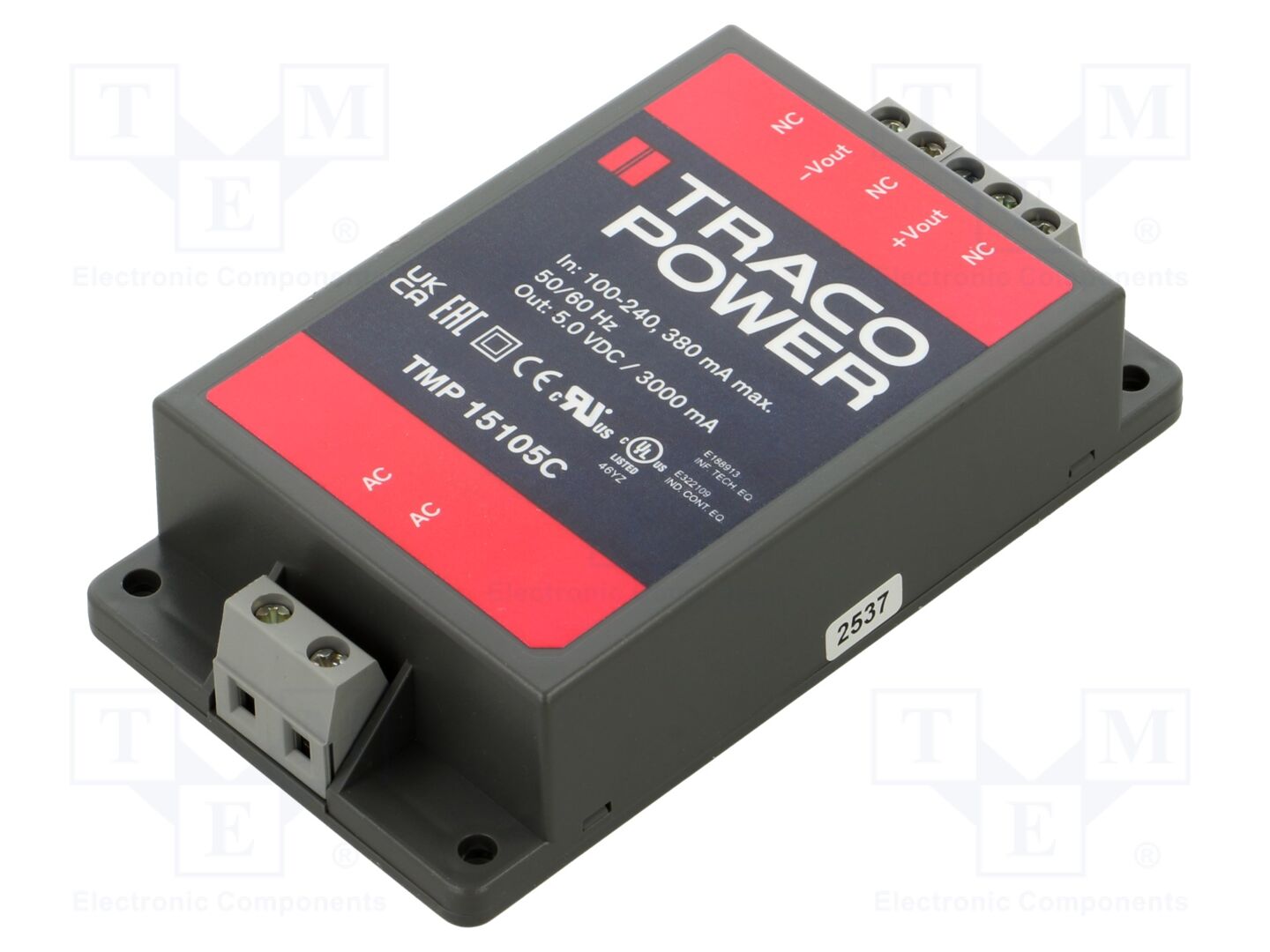 TRACO POWER TMP15105C Sisäänrakennettu kytkentäsähkönsyöttö 15W 5VDC 3A