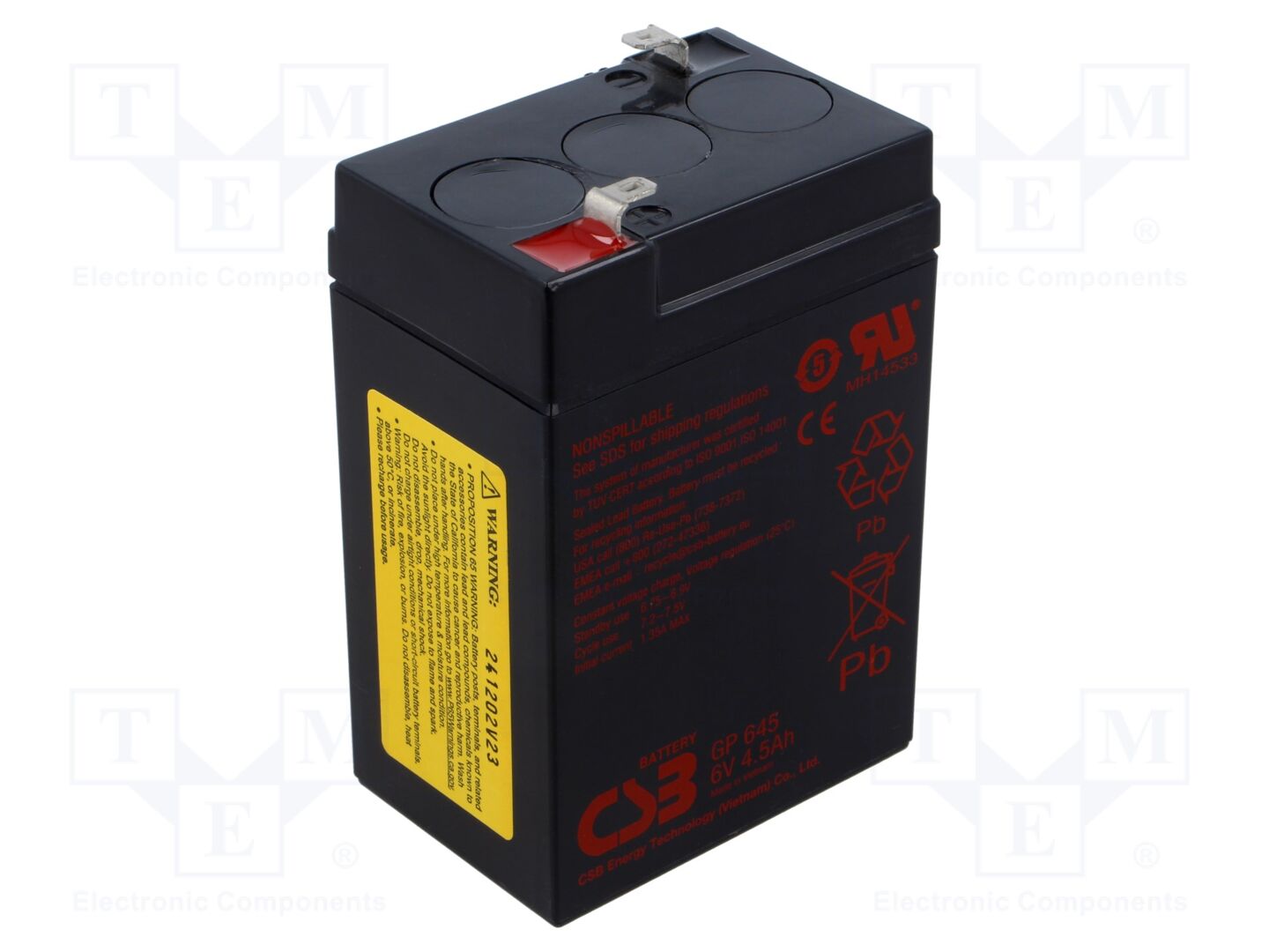 CSB BATTERY GP645 Lyijyakku 6V, 4.5Ah