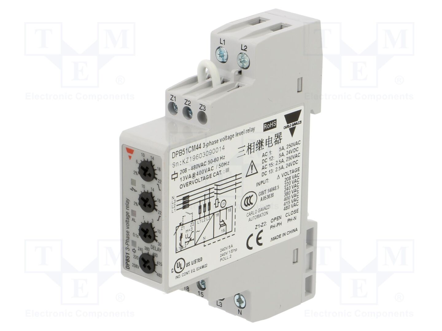 CARLO GAVAZZI DPB51CM44 Jännitteenvalvontarele DIN-kisko