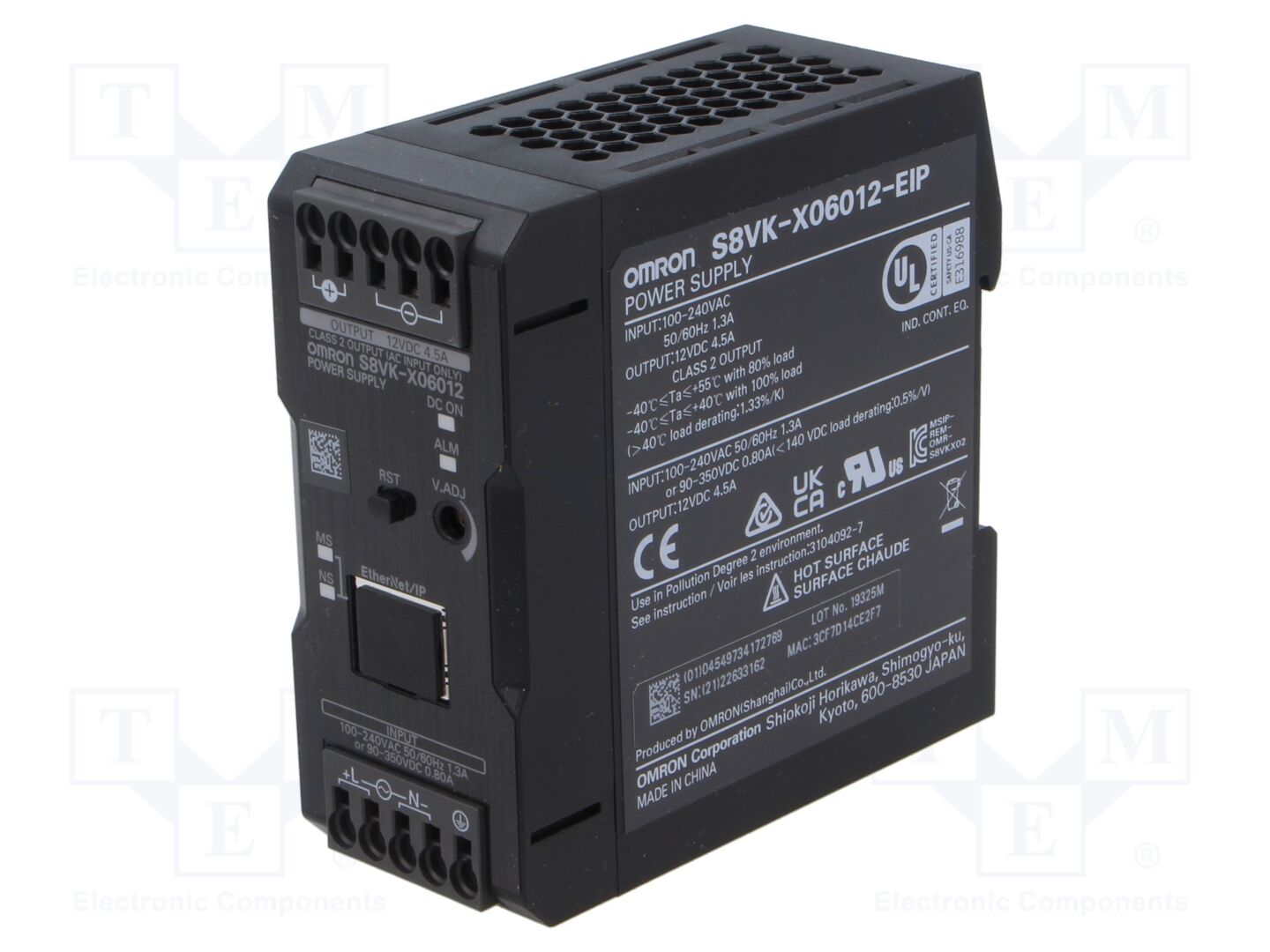 OMRON S8VK-X06012-EIP DIN-kiskoon asennettava kytkentävirtalähde 60W 12VDC