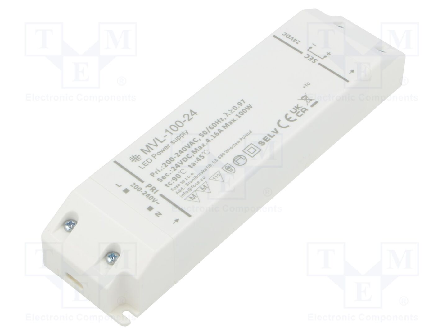 FOSE MVL-100-24 LED-virtalähde 100W 24VDC IP20