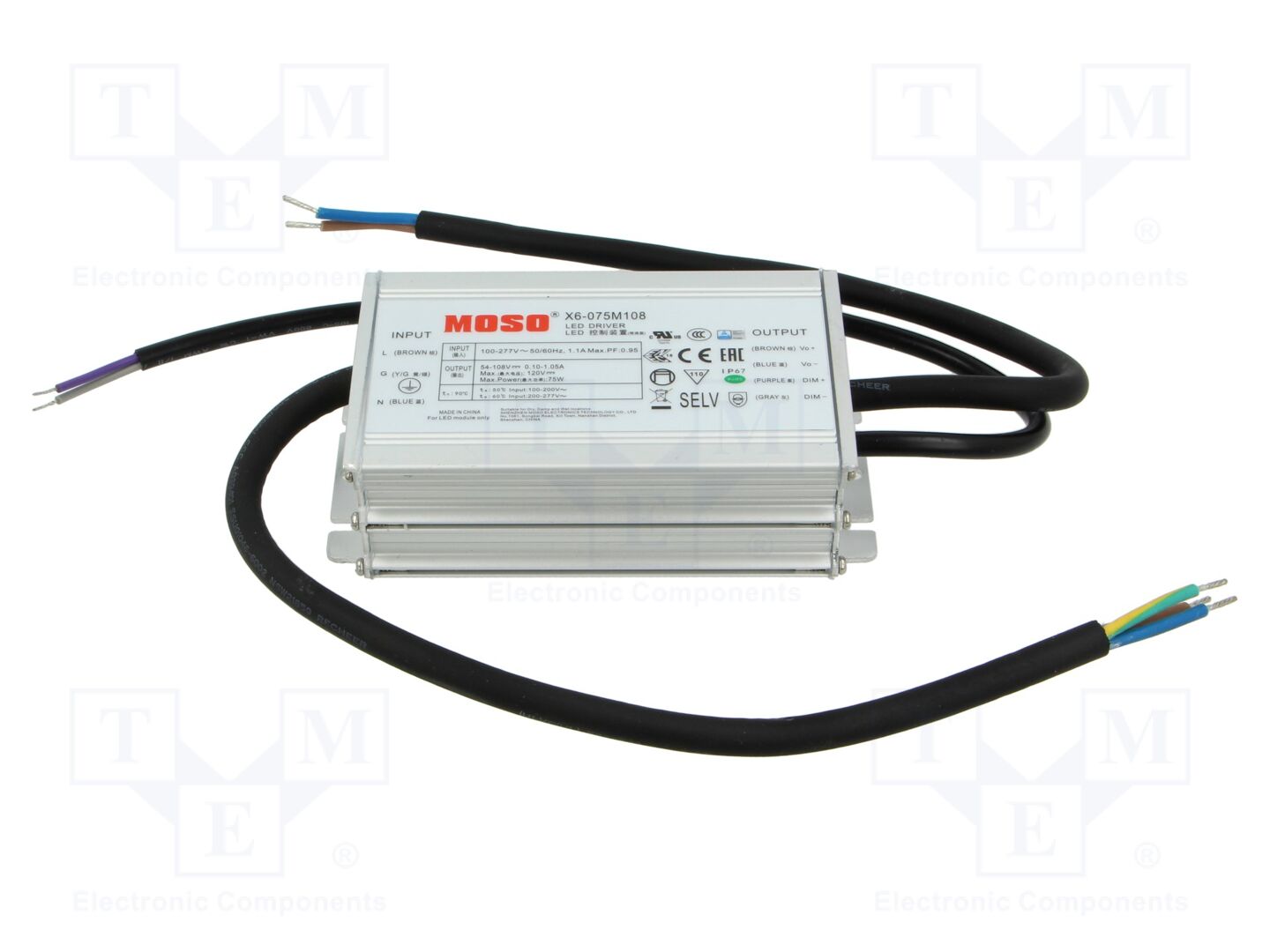 MOSO X6-075M108 LED-verkkolaite 75W 54-108VDC 700mA-1.05A IP67