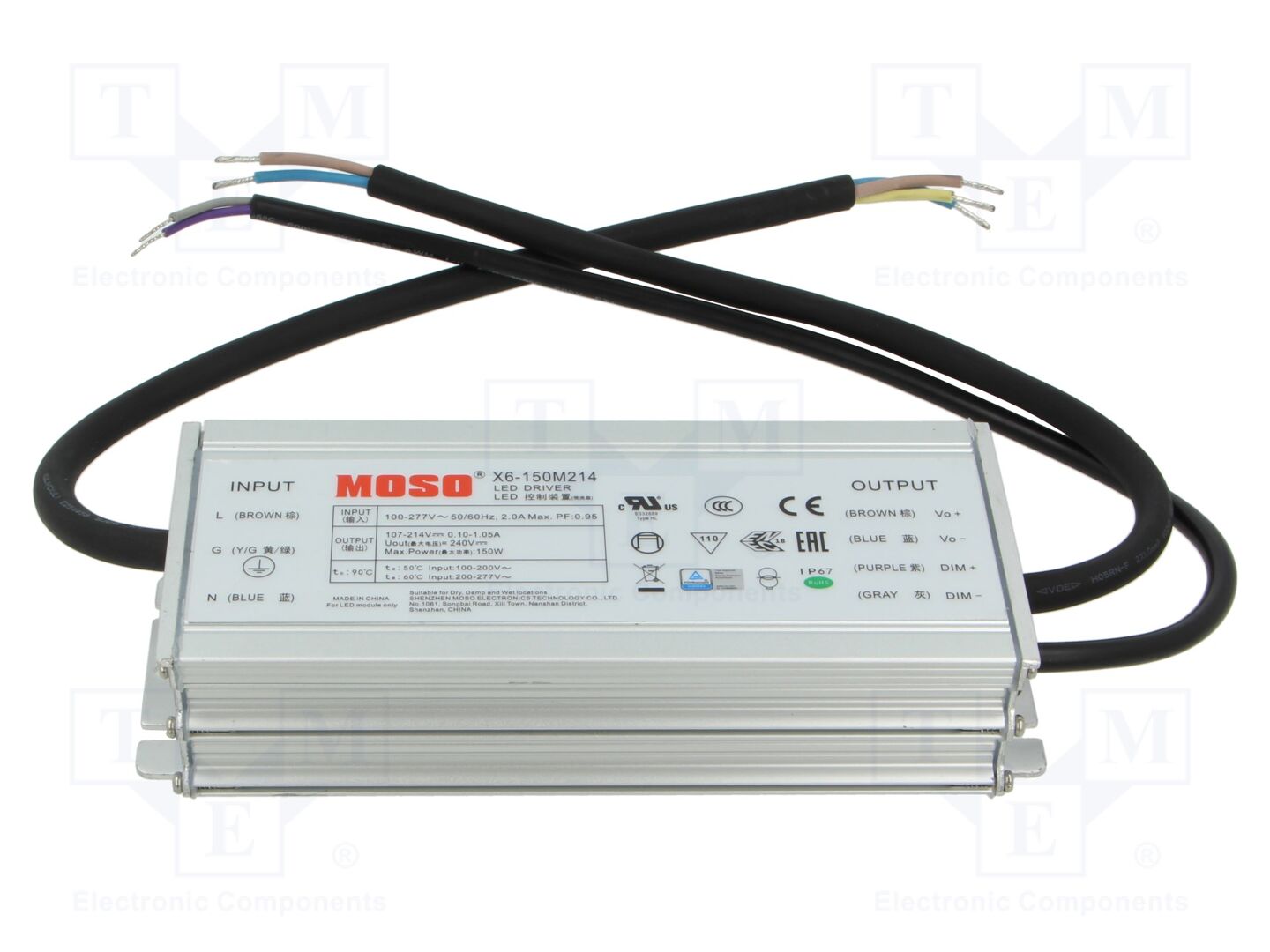 MOSO X6-150M214 LED-verkkolaite 150W 107-214VDC 700mA-1.05A IP67
