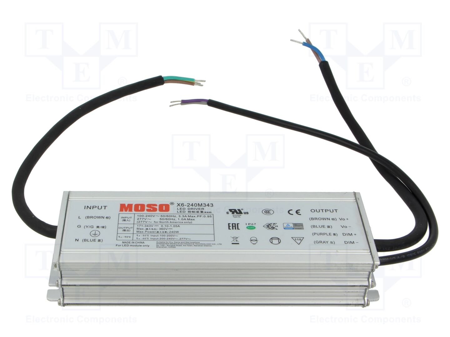 MOSO X6-240M343 LED-virtalähde 240W 171-343VDC 700mA-1.05A IP67