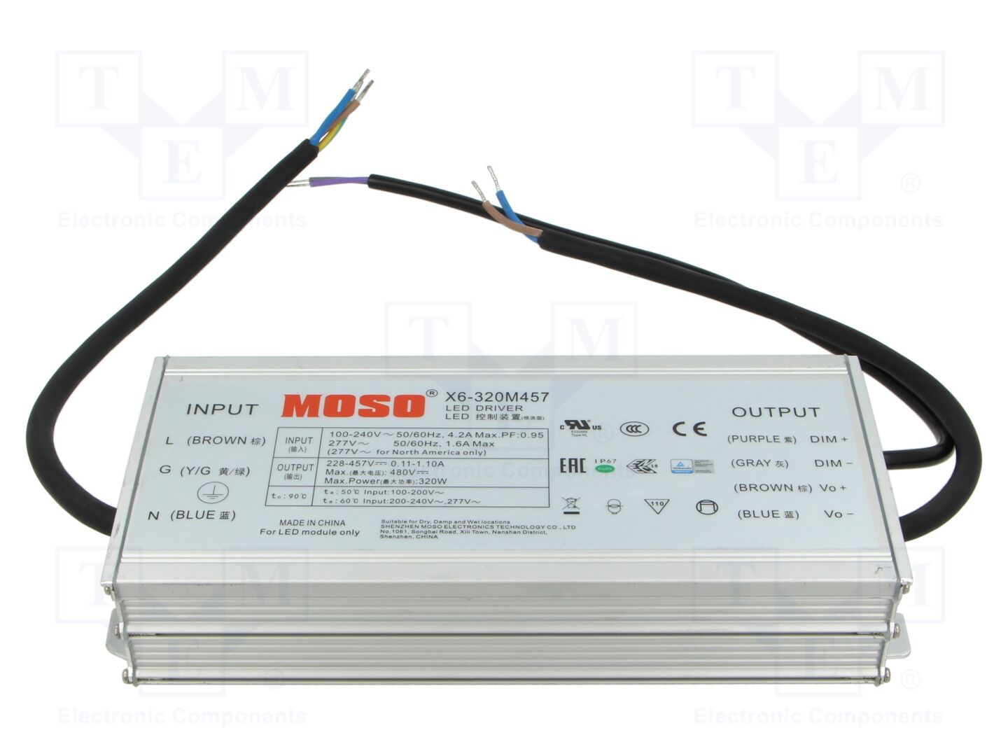 MOSO X6-320M457 LED-verkkolaite 320W 228-457VDC 700mA-1.1A IP67