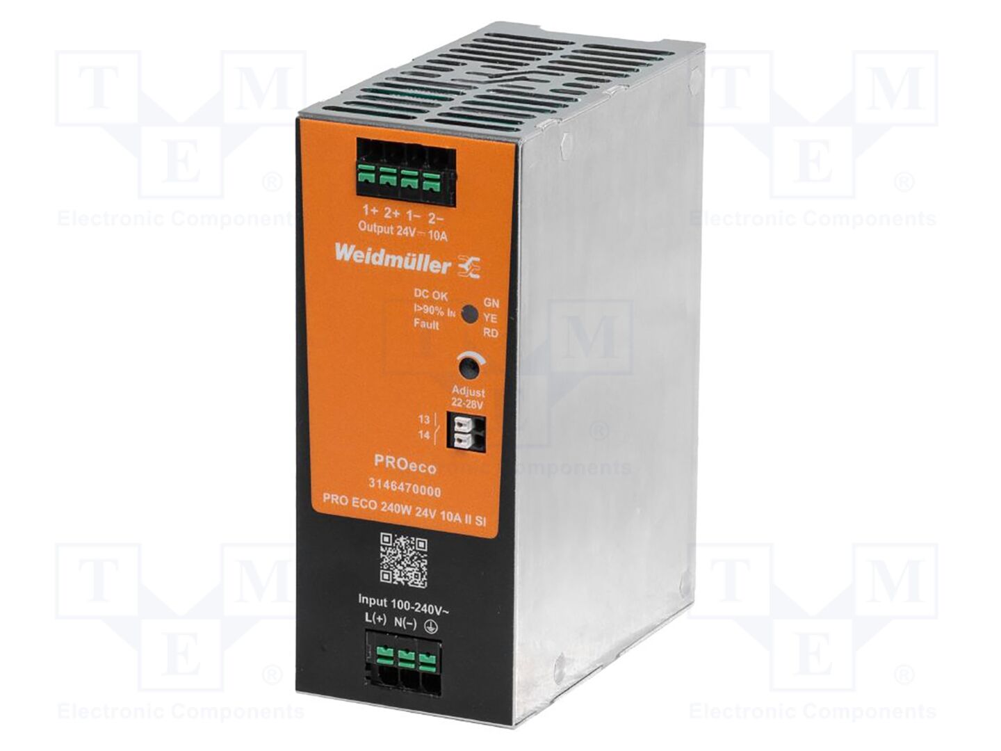 WEIDMÜLLER PROECO-240W-24V-SI DIN-kiskoon asennettava kytkentävirtalähde 240W 24VDC