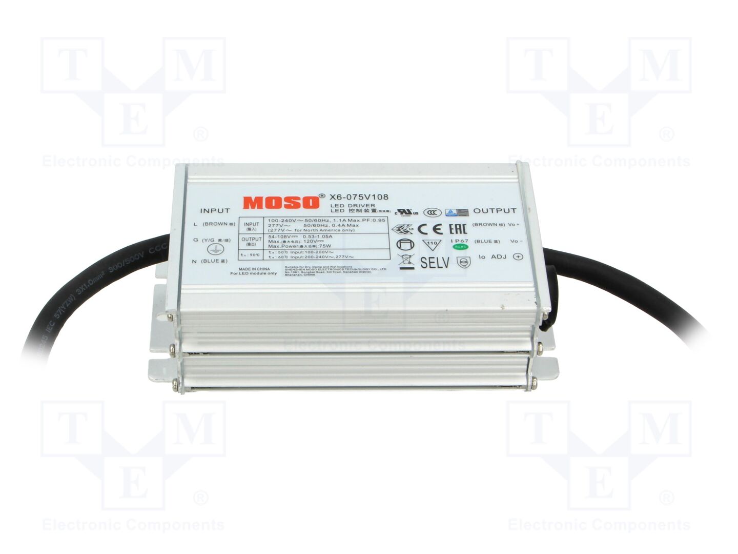 MOSO X6-075V108 LED-verkkolaite 75W 54-108VDC 700mA-1.05A IP67