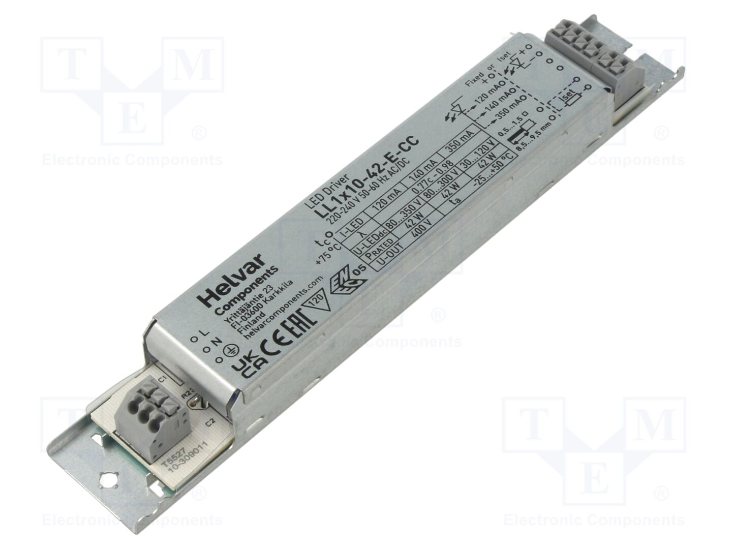 HELVAR LL 1X10-42-E-CC LED-virtalähde 42W 30-350VDC 120-350mA IP20