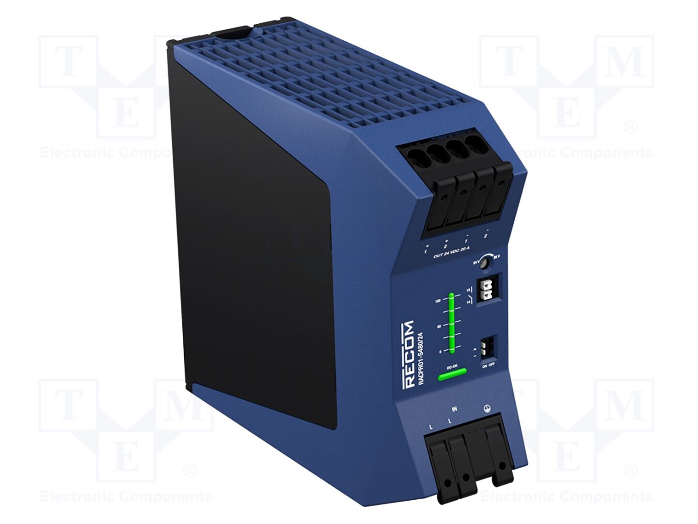 RECOM RACPRO1-S480/24 DIN-kiskoon asennettava kytkentäsähkönsyöttö 480W 24VDC