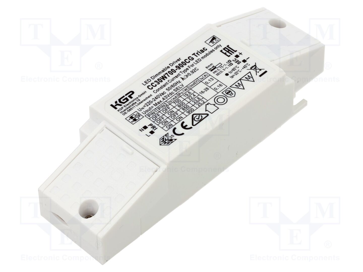 KGP ELECTRONICS CC30W700-900CG-TR LED-virtalähde 30W 700-900mA TRIAC