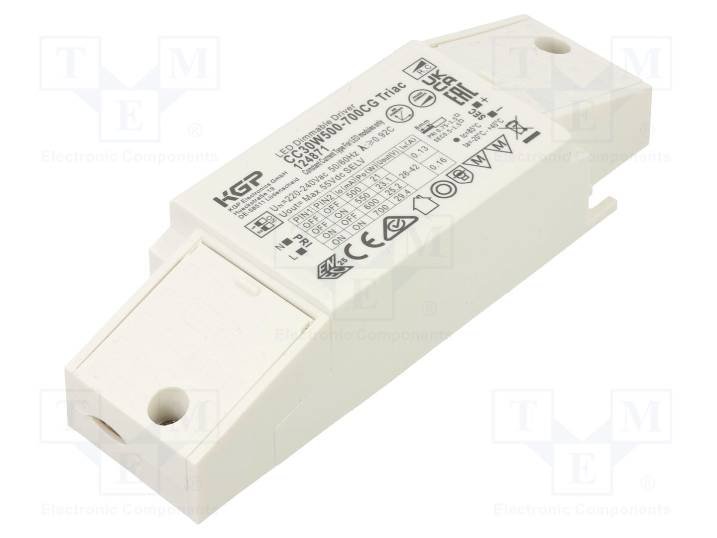KGP ELECTRONICS CC30W500-700CG-TR LED-virtalähde 30W 26-42VDC 500-700mA